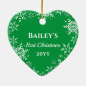 Kat's eerste kerst Glitter Snowflakes Heart Keramisch Ornament (Achterkant)