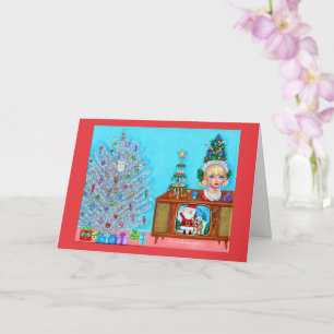 Kat's eerste kerstboom hoofdvaas Santa Claus Kaart