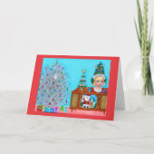 Kat's eerste kerstboom hoofdvaas Santa Claus Kaart (Voorkant)