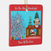 Kat's eerste kerstboom hoofdvaas Santa Claus Keramisch Ornament (Rechts)