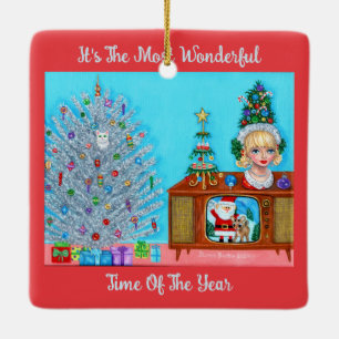 Kat's eerste kerstboom hoofdvaas Santa Claus Keramisch Ornament