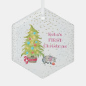 Kat's eerste kerstglazen versiering glas ornament (Voorkant)