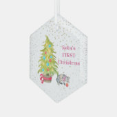 Kat's eerste kerstglazen versiering glas ornament (Voorkant links)