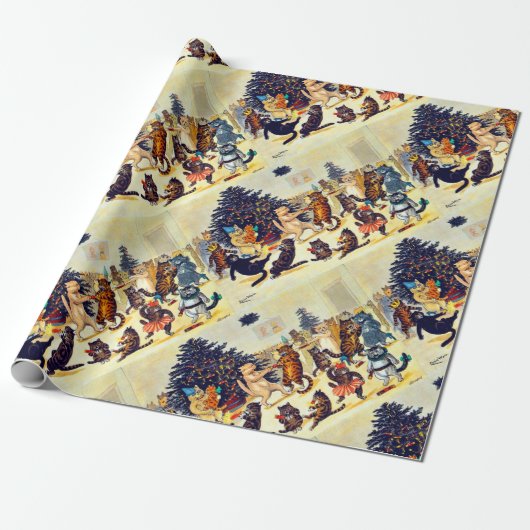 Kat's kerstfeest, Louis Wain Cadeaupapier (Uitgerold)