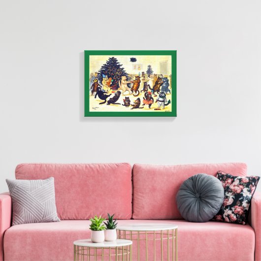 Kat's kerstfeest, Louis Wain Canvas Afdruk (Insitu (Woonkamer))