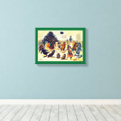 Kat's kerstfeest, Louis Wain Canvas Afdruk (Insitu (Houten vloer))