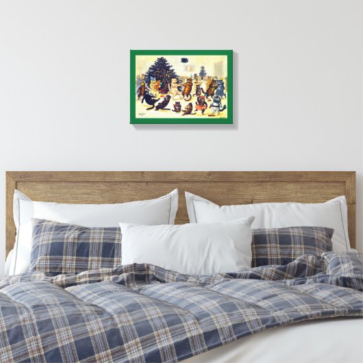Kat's kerstfeest, Louis Wain Canvas Afdruk (Insitu (Slaapkamer))