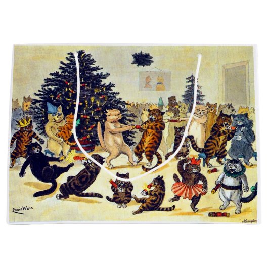 Kat's kerstfeest, Louis Wain Large Gift Bag Groot Cadeauzakje (Voorkant)