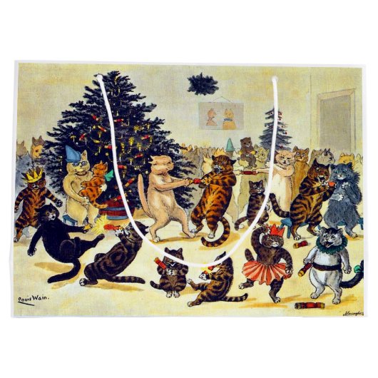 Kat's kerstfeest, Louis Wain Large Gift Bag Groot Cadeauzakje (Achterkant)