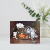 Kats Kittens Vist in een visBowl schilderij Briefkaart (Staand voorkant)