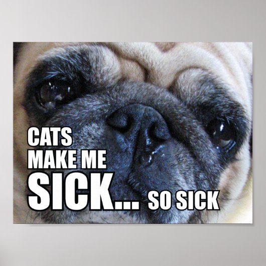 KATS MAKEN ME SICK... ZO SICK | ALLERGIE MEME POSTER (Voorkant)