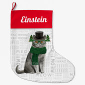 Kat's naam British Shorthair Cat Kerstmis Grote Kerstsok (Voorkant)