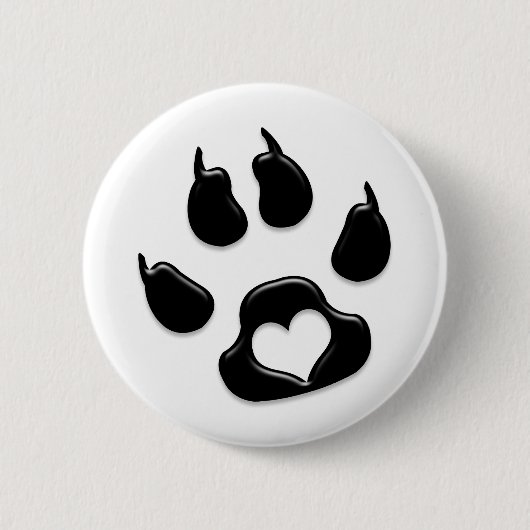 Kat's Paw Print Black Ronde Button 5,7 Cm (Voorkant)