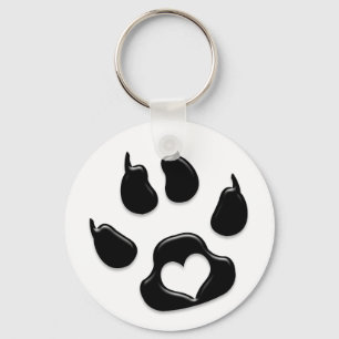 Kat's Paw Print Black Sleutelhanger