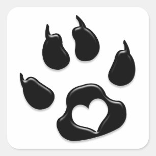 Kat's Paw Print Black Vierkante Sticker