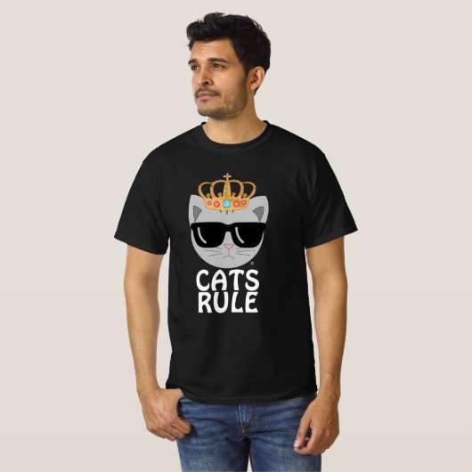 KATS RULE Zonneglazen Kat met juwelen Kroon T-shirt (Voorkant volledig)