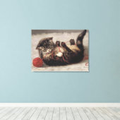 Kat's slede, een kat-speelbak van Yarn Canvas Afdruk (Insitu (Houten vloer))