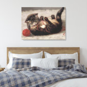 Kat's slede, een kat-speelbak van Yarn Canvas Afdruk (Insitu (Slaapkamer))