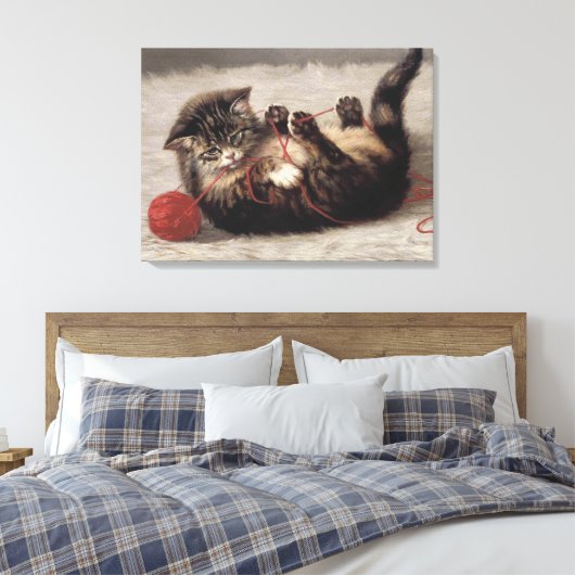 Kat's slede, een kat-speelbak van Yarn Canvas Afdruk (Insitu (Slaapkamer))