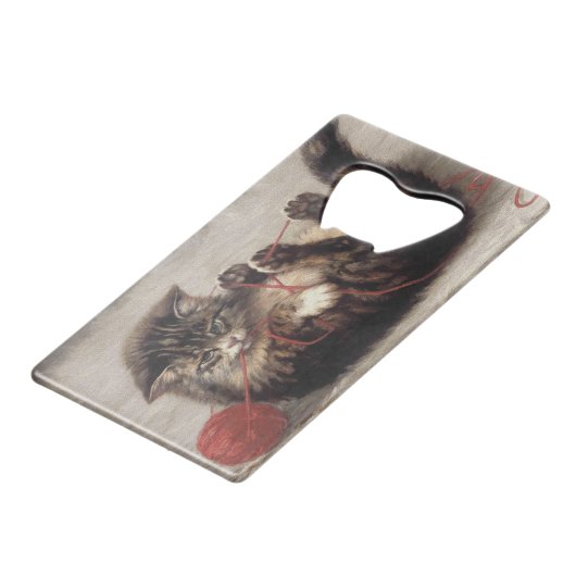 Kat's slede, een kat-speelbak van Yarn Creditkaart Flessenopener (Achterkant Gekanteld)