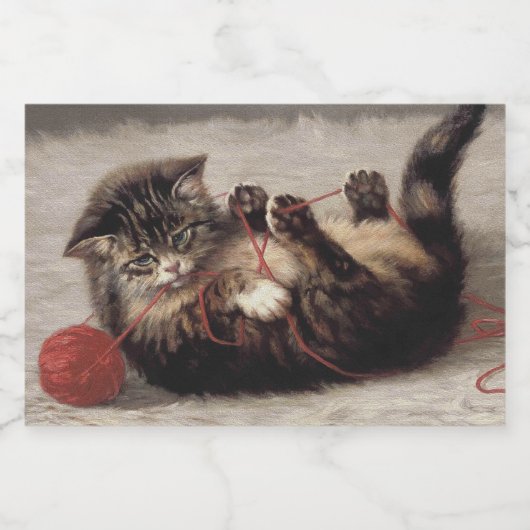 Kat's slede, een kat-speelbak van Yarn Voedselcontainer Etiket (Enkel label)