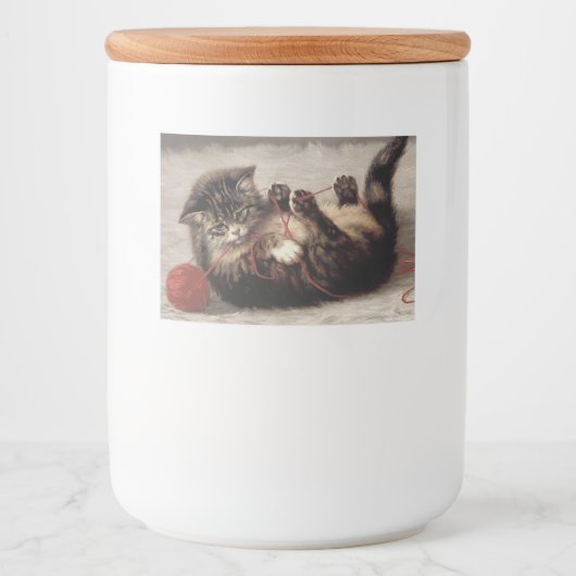 Kat's slede, een kat-speelbak van Yarn Voedselcontainer Etiket (Voorkant)