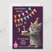 Kat's verjaardagsfeestje kitten viering Uitnodigin Kaart (Voorkant)