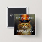 Kats voor Kamala Politieke Button (Voorkant /achterkant)