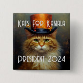 Kats voor Kamala Politieke Button (Voorkant)