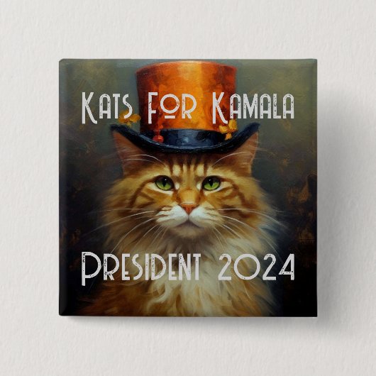 Kats voor Kamala Politieke Button (Voorkant)