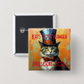 Kats voor Kamala Politieke Button (Voorkant /achterkant)
