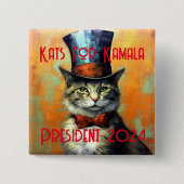Kats voor Kamala Politieke Button (Voorkant)