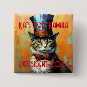 Kats voor Kamala Politieke Button