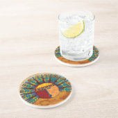 Katsina Sun Face Zandsteen Onderzetter (Zijkant)