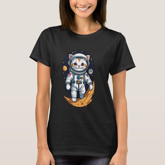 Katstronaut (#06) kat astronaut in de ruimte t-shirt (Voorkant)
