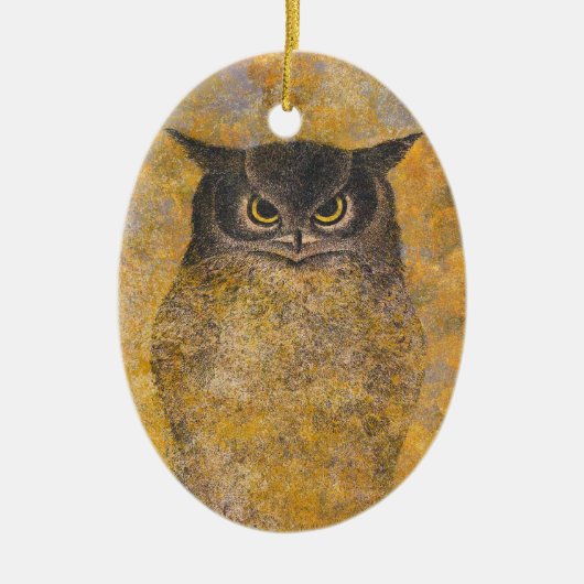 Katsuda Yukio Owl japans oosterse fijne kunst Keramisch Ornament (Voorkant)