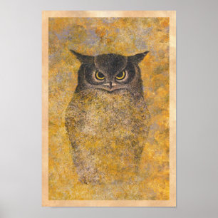 Katsuda Yukio Owl japans oosterse fijne kunst Poster