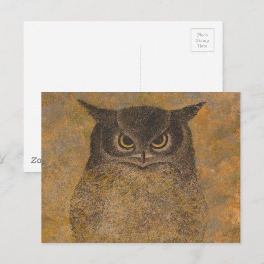 Katsuda Yukio Owl Japans Woodblock Briefkaart (Voorkant / Achterkant)