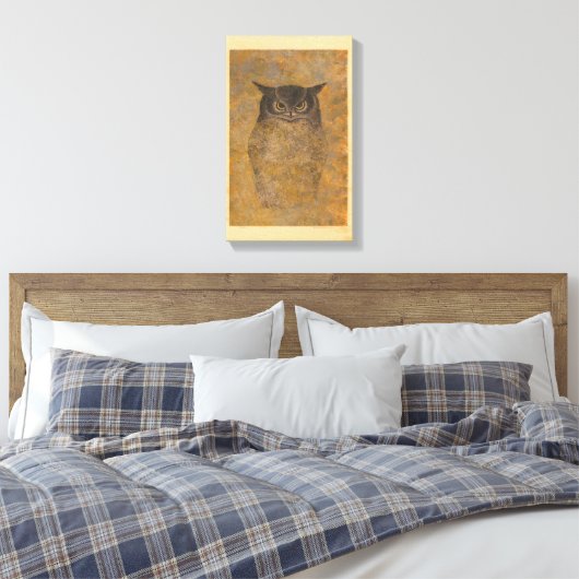 Katsuda Yukio Owl Japans Woodblock Canvas Afdruk (Insitu (Slaapkamer))