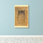 Katsuda Yukio Owl Japans Woodblock Canvas Afdruk (Insitu (Houten vloer))
