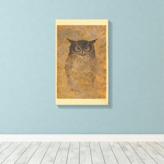 Katsuda Yukio Owl Japans Woodblock Canvas Afdruk (Insitu (Houten vloer))
