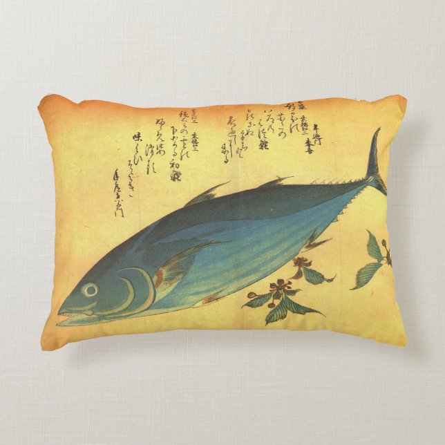 Katsuo (Skipjack Tuna) - Hiroshige's kleurrijke vi Accent Kussen (Voorkant)