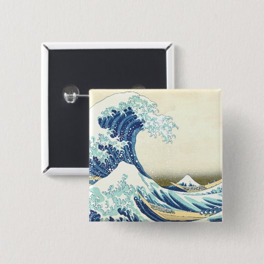 Katsushika Great Wave van Kanagawa Button (Voorkant /achterkant)