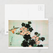 Katsushika Hokusai (葛 飾 北 斎) - Hibiscus en Sparrow Briefkaart (Voorkant / Achterkant)