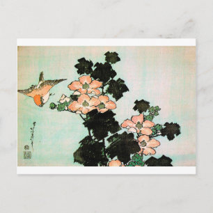 Katsushika Hokusai (葛 飾 北 斎) - Hibiscus en Sparrow Briefkaart