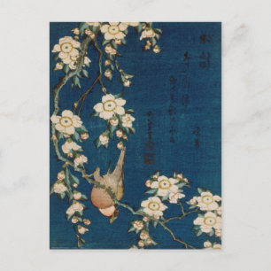Katsushika Hokusai 葛 飾 北 Goldfinch en Cherry Tree Briefkaart