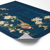 Katsushika Hokusai 葛 飾 北 Goldfinch en Cherry Tree Poster (Hoek)