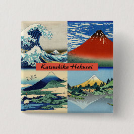 Katsushika Hokusai - 36 Uitzichten van de berg Fuj Vierkante Button 5,1 Cm