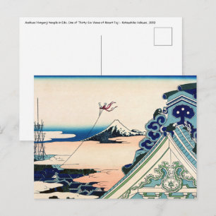 Katsushika Hokusai - Asakusa Honganji temple, Edo Briefkaart