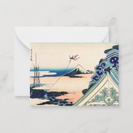 Katsushika Hokusai - Asakusa Honganji temple, Edo Notitiekaartje (Voorkant)